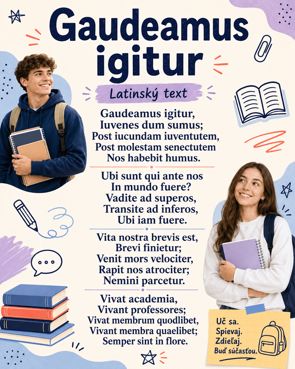 Gaudeamus igitur patrí medzi najznámejšie študentské piesne a tradične zaznieva pri akademických slávnostiach a promóciách.