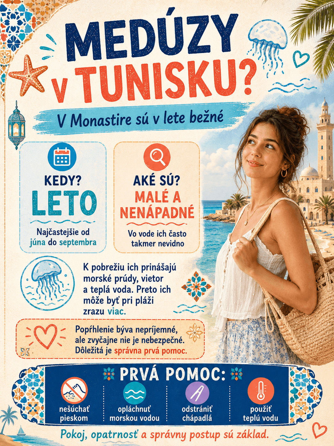 Medúzy sa pri pobreží Monastiru objavujú najmä počas leta, keď ich k plážam prinášajú morské prúdy, vietor a teplá voda.